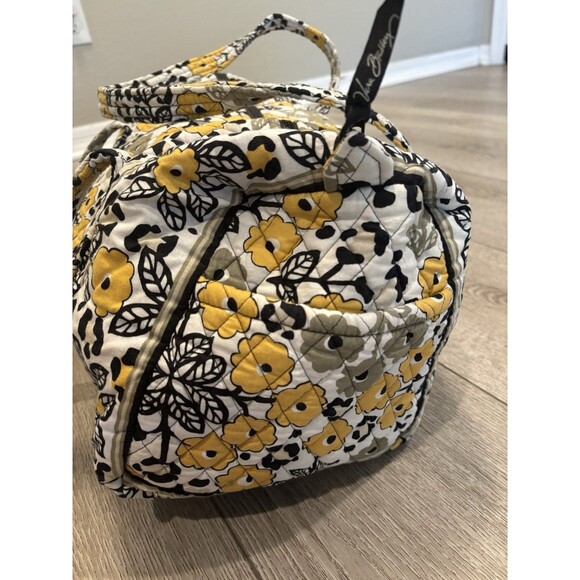 Vera Bradley Go Wild yellow floral leopard satchel tote shoulder bag Makeup Bag - Picture 4 of 9